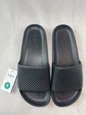 Goodfellow & Co Mens Black Slide Sandals Size 8 All Man-Made Materials